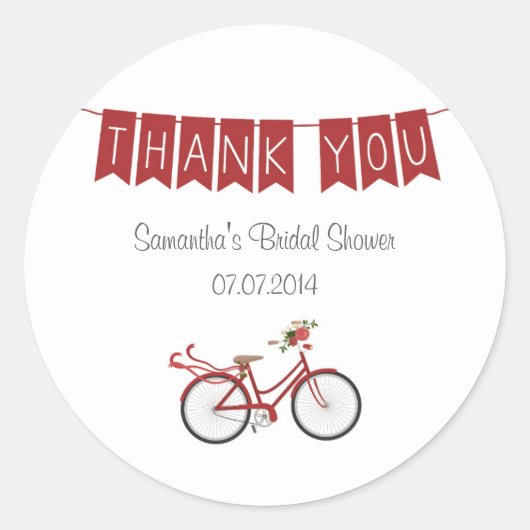 Rode Bloemen Fiets Vrijgezellenfeest Sticker (Voorkant)