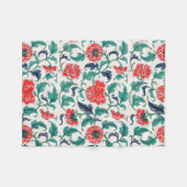 Rode bloemen fleece deken (Voorkant (Horizontaal))