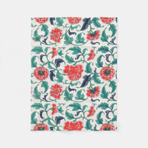 Rode bloemen fleece deken