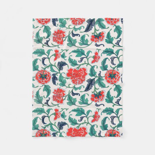 Rode bloemen fleece deken (Voorkant)