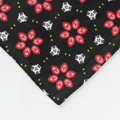 Rode bloemen fleece deken (Hoek)