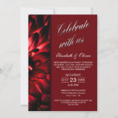 Rode Bloemen Foto Bruiloftsreceptie Kaart (Voorkant)