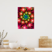 Rode bloemen fractal poster (Keuken)