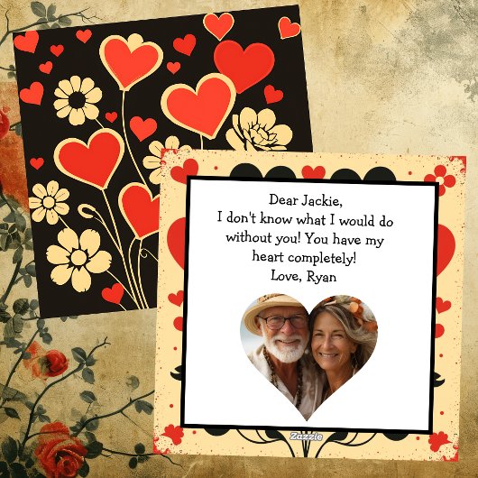 Rode Bloemen Gepersonaliseerde Valentijnsdag Feestdagenkaart