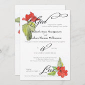 Rode bloemen God is een liefdeshuwelijk Kaart (Voorkant / Achterkant)