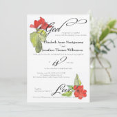 Rode bloemen God is een liefdeshuwelijk Kaart (Staand voorkant)