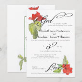 Rode bloemen God is een liefdeshuwelijk Kaart (Voorkant / Achterkant)