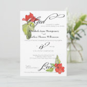 Rode Bloemen God is Liefde Religieuze Trouwdag Kaart (Staand voorkant)