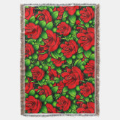 Rode Bloemen Gooi Deken (Voorkant Verticaal)