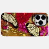 Rode Bloemen Goud Glitters Vlinders Aangepaste Naa Case-Mate iPhone Case (Achterkant (horizontaal))