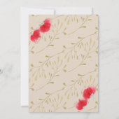 Rode bloemen, gouden bladeren bruiloft uitnodiging (Achterkant)