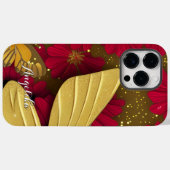 Rode Bloemen Gouden Glitters Gepersonaliseerde Naa Case-Mate iPhone Case (Achterkant (horizontaal))