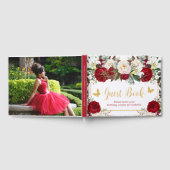 Rode Bloemen Gouden Vlinders Foto Quinceañera Gastenboek (Volledig)
