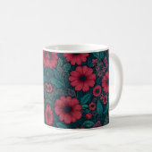 Rode bloemen grafisch ontwerp koffiemok (Voorkant rechts)