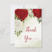 Rode bloemen groene bladeren bedankkaart (Voorkant)