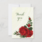 Rode bloemen groene bladeren bedankkaart (Voorkant)