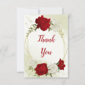 Rode bloemen groene bladeren bedankkaart (Voorkant)