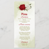 Rode bloemen groene bladeren bruiloft menu (Voorkant)