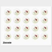 Rode bloemen groene bladeren bruiloft ronde sticker (Vel)