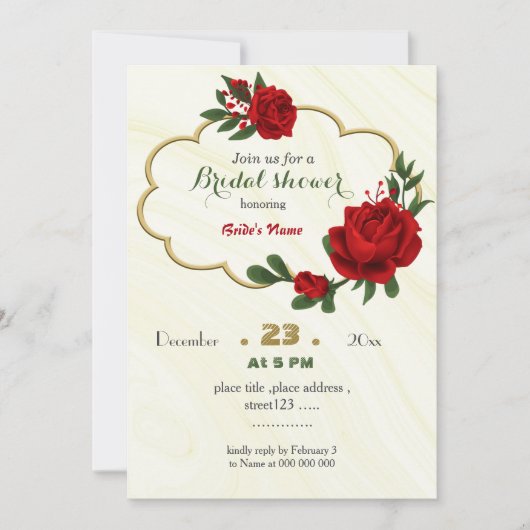 rode bloemen groene bladeren gouden lijst vrijgeze kaart (Voorkant)