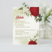 Rode bloemen groene bladeren informatiekaartje (Staand voorkant)