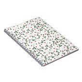 Rode bloemen, Groene bladeren patroon Notitieboek (Rechterzijde)