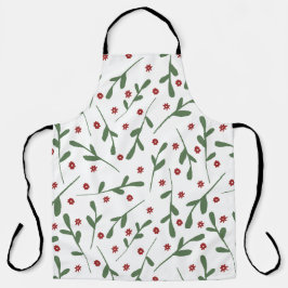 Rode bloemen, Groene bladeren patroon Schort