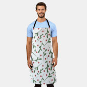 Rode bloemen, Groene bladeren patroon Schort (Gedragen)