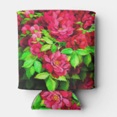 Rode bloemen Groene bladeren Schilderen Blikjeskoeler (Achterkant)