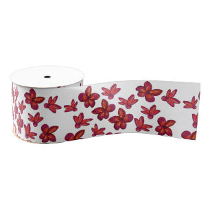 Rode bloemen grosgrain lint