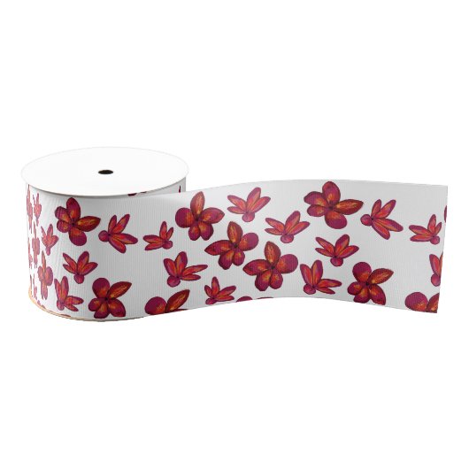 Rode bloemen grosgrain lint (Spoel)