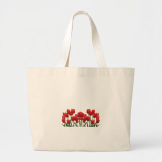 Rode bloemen grote tote bag