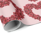 rode bloemen Hart en Koorden Cadeaupapier (Rol Hoek)