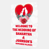 Rode Bloemen Hart Huwelijk Welkom Frosted Acryl Bord (Hoek)