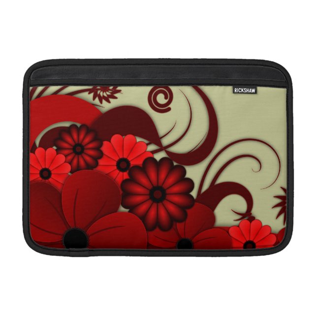 Rode Bloemen Hibiscus MacBook Air Sleeve 11 Inch - (Voorkant)