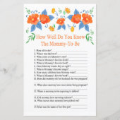 Rode bloemen Hoe goed ken je baby shower spel? (Voorkant)