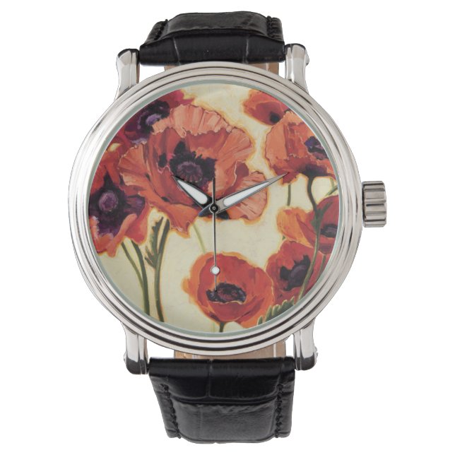 Rode bloemen horloge (Voorkant)