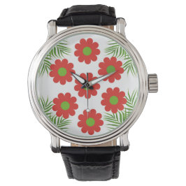 rode bloemen horloge