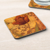 Rode bloemen II Drankjes Onderzetter (Linkerzijde)