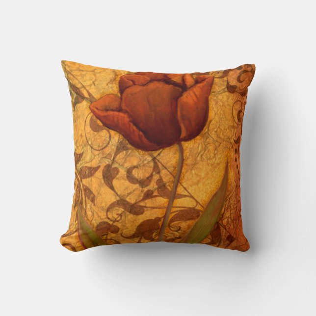 Rode bloemen II Kussen (Voorkant)