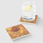 Rode bloemen II Stenen Onderzetter (Zijkant)