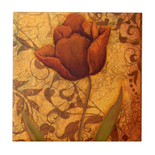 Rode bloemen II Tegeltje (Voorkant)