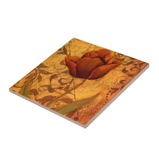 Rode bloemen II Tegeltje (Zijkant)