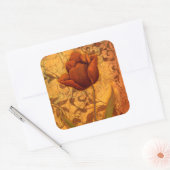 Rode bloemen II Vierkante Sticker (Envelop)