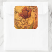 Rode bloemen II Vierkante Sticker (Tas)