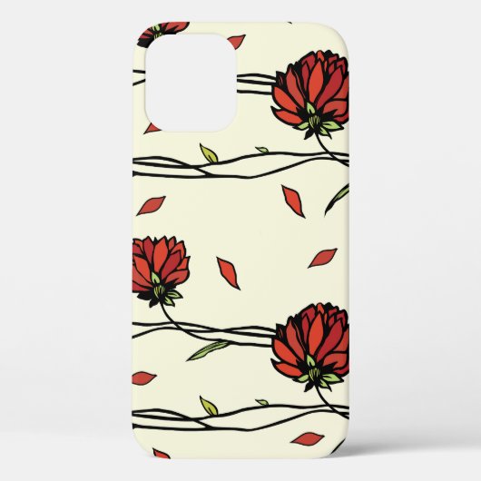  rode bloemen illustratie Case-Mate iPhone case (Achterkant)