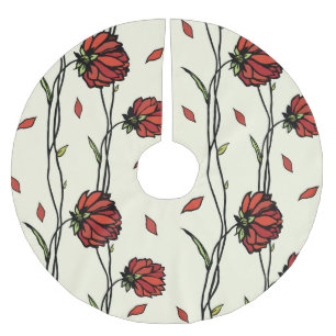rode bloemen illustratie kerstboom rok