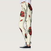  rode bloemen illustratie leggings (Links)