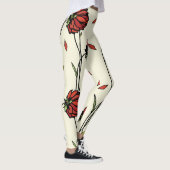  rode bloemen illustratie leggings (Rechts)