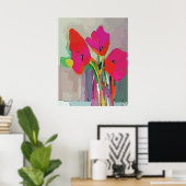Rode bloemen in de pot poster (Thuiskantoor)